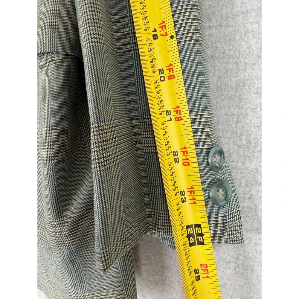 Vintage 60s Sears Pacemaker‎ Double Breasted Glen Plaid Blazer Grey Blue 36S